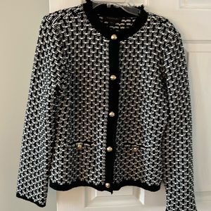 Tahari Knitted Sweater Blazer Cardigan with gold button size L